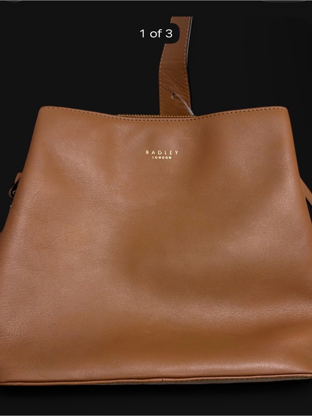 RADLEY LONDON Cognac Leather Tote with Gold Logo